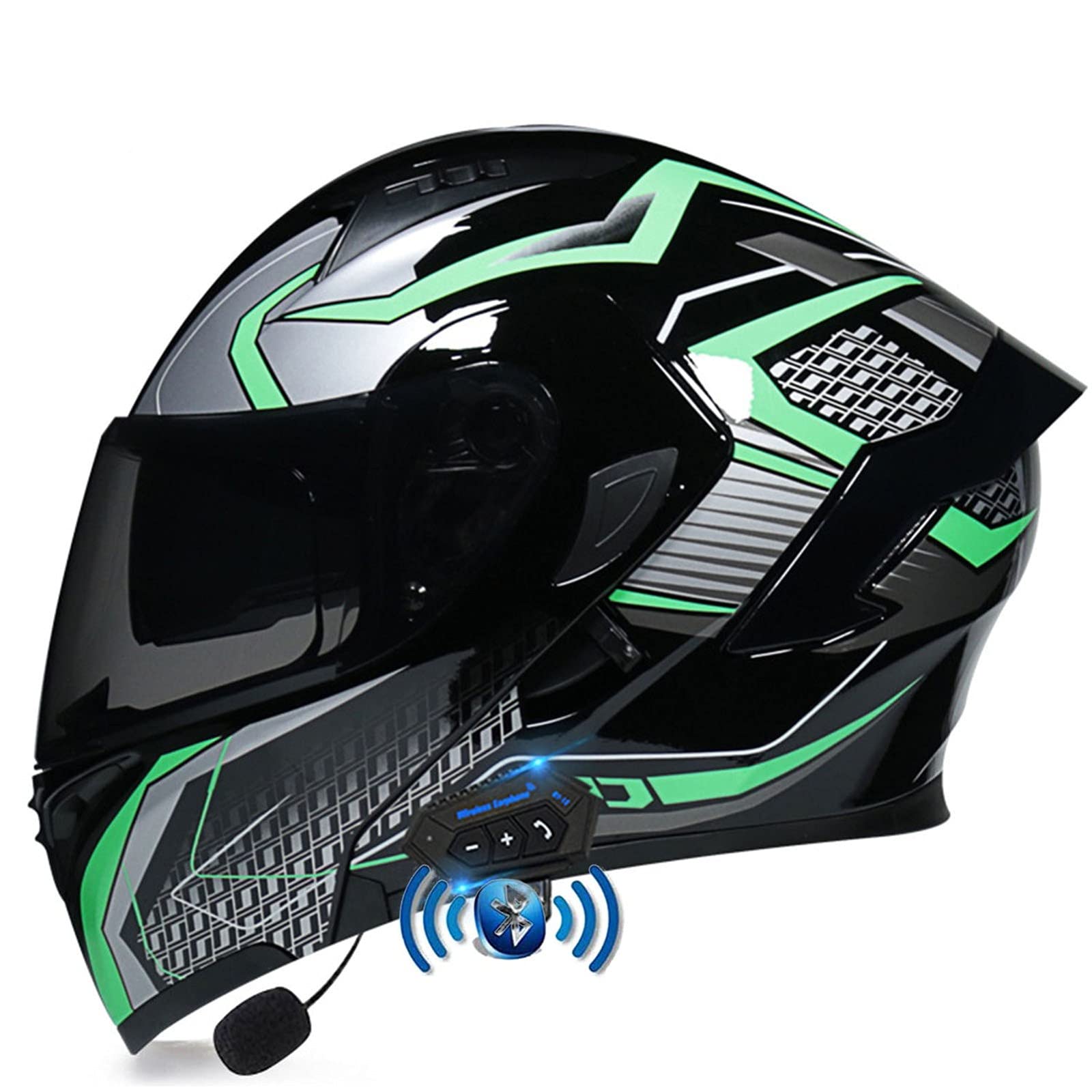 Bluetooth Motorrad Klapphelm Damen und Herren DOT/ECE Zertifiziert Motorradhelm Integralhelme Motocrosshelme mit Anti-Fog Doppelvisier Helm Motorrad mit Mikrofon für Automatische Reaktion 11,M von YMCXZDP