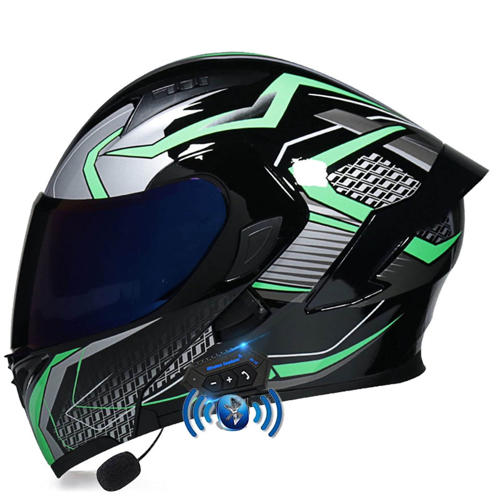 Bluetooth Motorrad Klapphelm Damen und Herren DOT/ECE Zertifiziert Motorradhelm Integralhelme Motocrosshelme mit Anti-Fog Doppelvisier Helm Motorrad mit Mikrofon für Automatische Reaktion 13,L von YMCXZDP