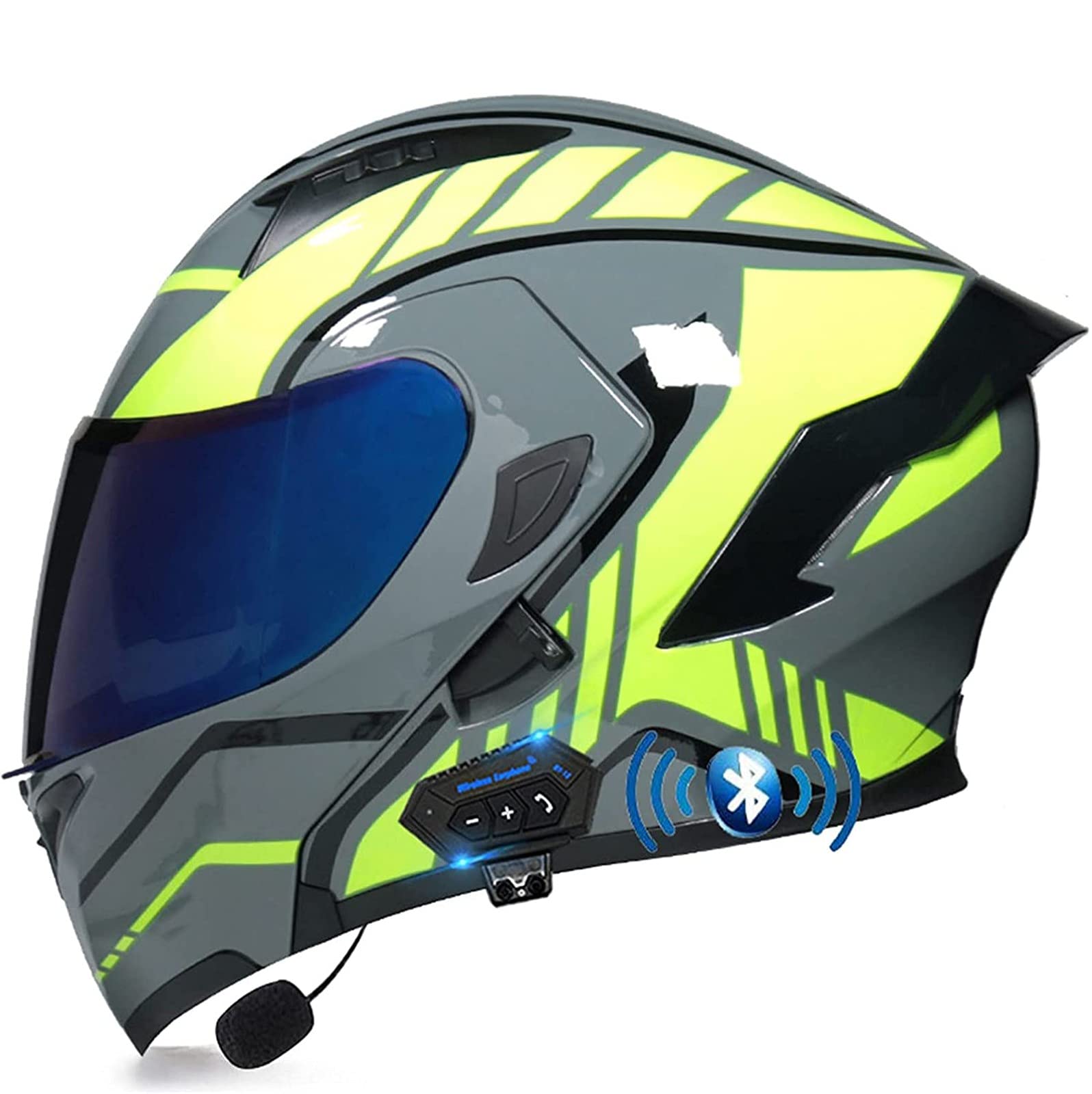 Bluetooth Motorrad Klapphelm Damen und Herren DOT/ECE Zertifiziert Motorradhelm Integralhelme Motocrosshelme mit Anti-Fog Doppelvisier Helm Motorrad mit Mikrofon für Automatische Reaktion 16,L von YMCXZDP