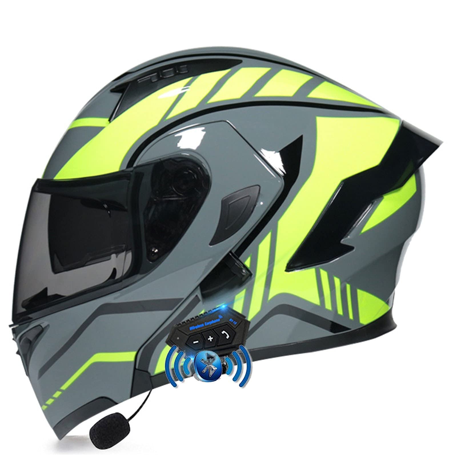 Bluetooth Motorrad Klapphelm Damen und Herren DOT/ECE Zertifiziert Motorradhelm Integralhelme Motocrosshelme mit Anti-Fog Doppelvisier Helm Motorrad mit Mikrofon für Automatische Reaktion 17,L von YMCXZDP