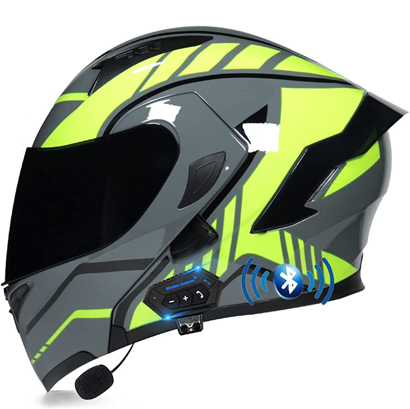 Bluetooth Motorrad Klapphelm Damen und Herren DOT/ECE Zertifiziert Motorradhelm Integralhelme Motocrosshelme mit Anti-Fog Doppelvisier Helm Motorrad mit Mikrofon für Automatische Reaktion 18,L von YMCXZDP