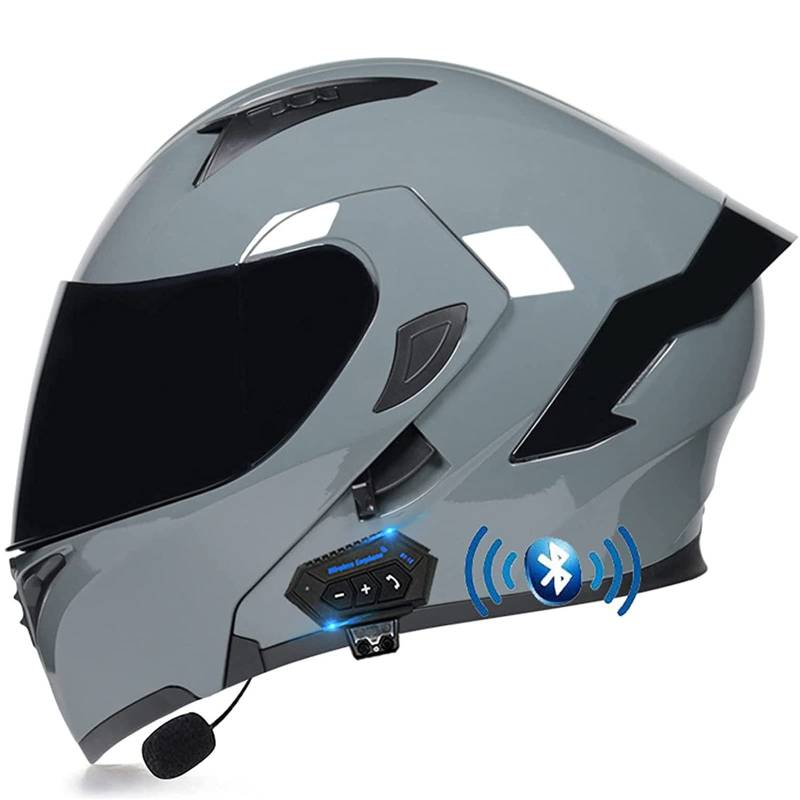 Bluetooth Motorrad Klapphelm Damen und Herren DOT/ECE Zertifiziert Motorradhelm Integralhelme Motocrosshelme mit Anti-Fog Doppelvisier Helm Motorrad mit Mikrofon für Automatische Reaktion 20,XXL von YMCXZDP