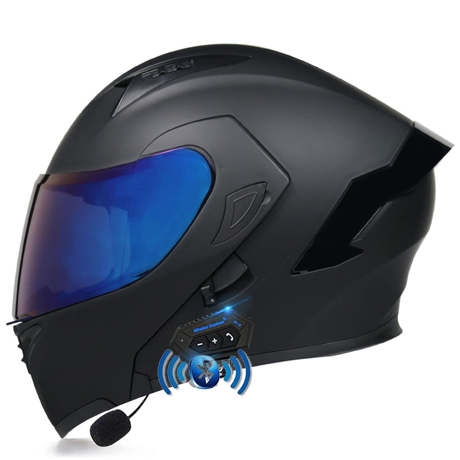 Bluetooth Motorrad Klapphelm Damen und Herren DOT/ECE Zertifiziert Motorradhelm Integralhelme Motocrosshelme mit Anti-Fog Doppelvisier Helm Motorrad mit Mikrofon für Automatische Reaktion 22,L von YMCXZDP