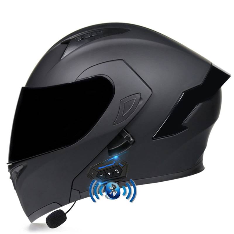 Bluetooth Motorrad Klapphelm Damen und Herren DOT/ECE Zertifiziert Motorradhelm Integralhelme Motocrosshelme mit Anti-Fog Doppelvisier Helm Motorrad mit Mikrofon für Automatische Reaktion 23,L von YMCXZDP