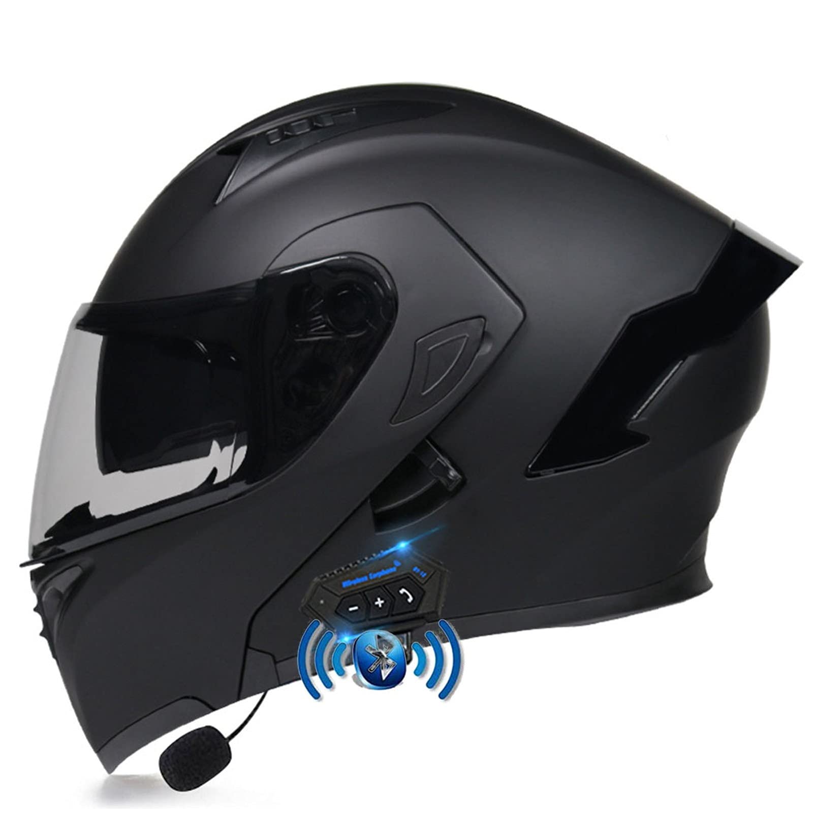 Bluetooth Motorrad Klapphelm Damen und Herren DOT/ECE Zertifiziert Motorradhelm Integralhelme Motocrosshelme mit Anti-Fog Doppelvisier Helm Motorrad mit Mikrofon für Automatische Reaktion 25,L von YMCXZDP