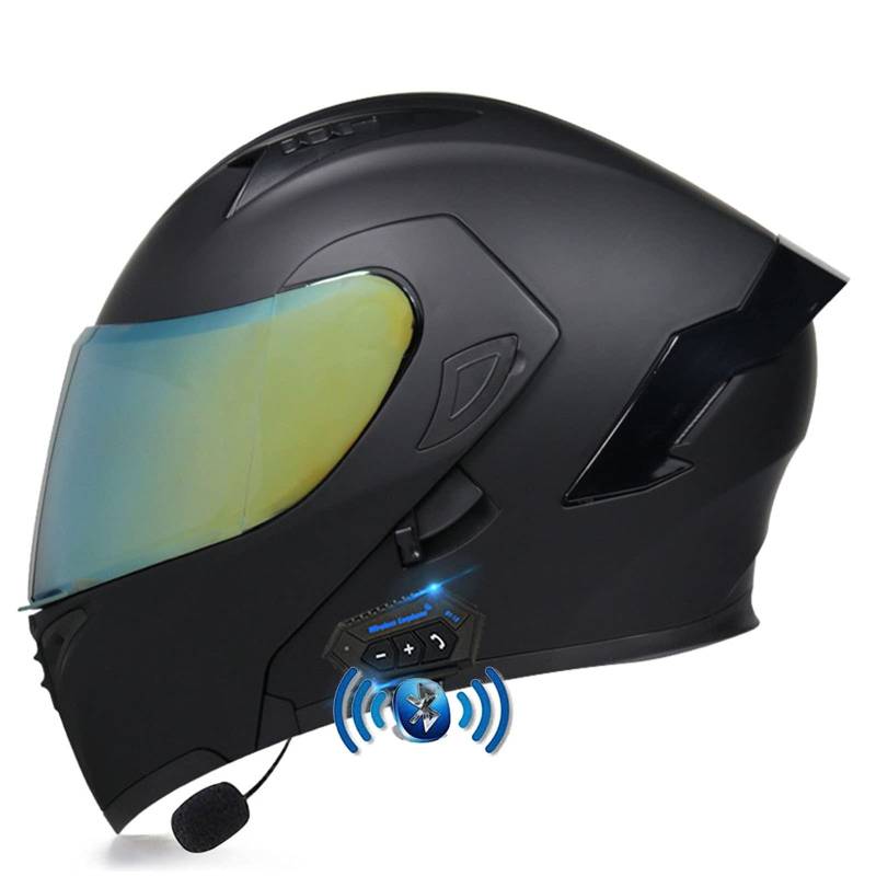 Bluetooth Motorrad Klapphelm Damen und Herren DOT/ECE Zertifiziert Motorradhelm Integralhelme Motocrosshelme mit Anti-Fog Doppelvisier Helm Motorrad mit Mikrofon für Automatische Reaktion 26,XL von YMCXZDP