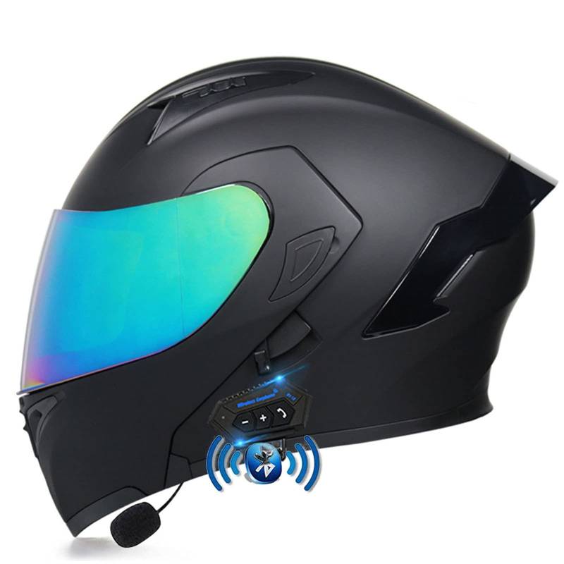 Bluetooth Motorrad Klapphelm Damen und Herren DOT/ECE Zertifiziert Motorradhelm Integralhelme Motocrosshelme mit Anti-Fog Doppelvisier Helm Motorrad mit Mikrofon für Automatische Reaktion 27,L von YMCXZDP