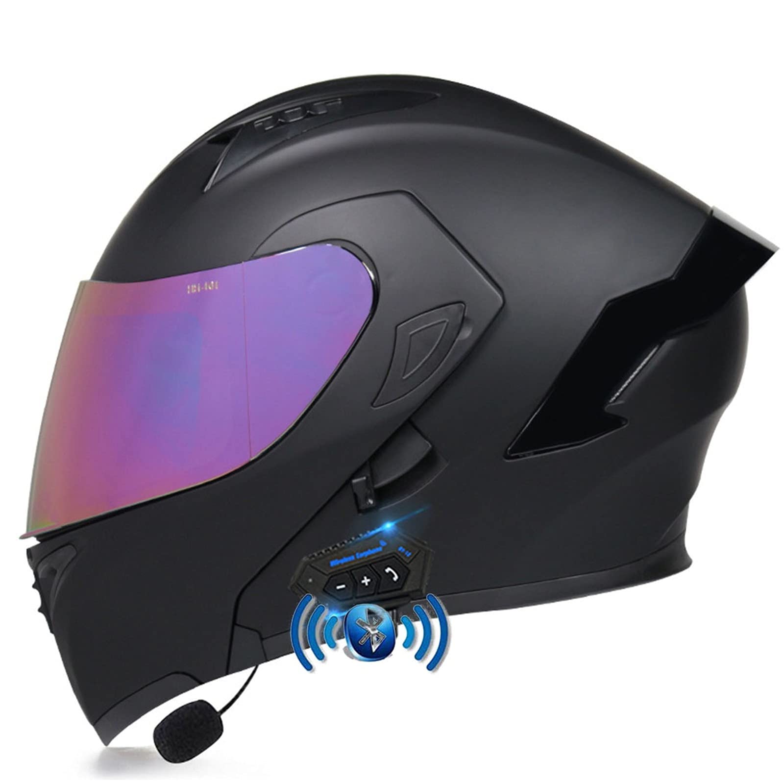 Bluetooth Motorrad Klapphelm Damen und Herren DOT/ECE Zertifiziert Motorradhelm Integralhelme Motocrosshelme mit Anti-Fog Doppelvisier Helm Motorrad mit Mikrofon für Automatische Reaktion 28,M von YMCXZDP