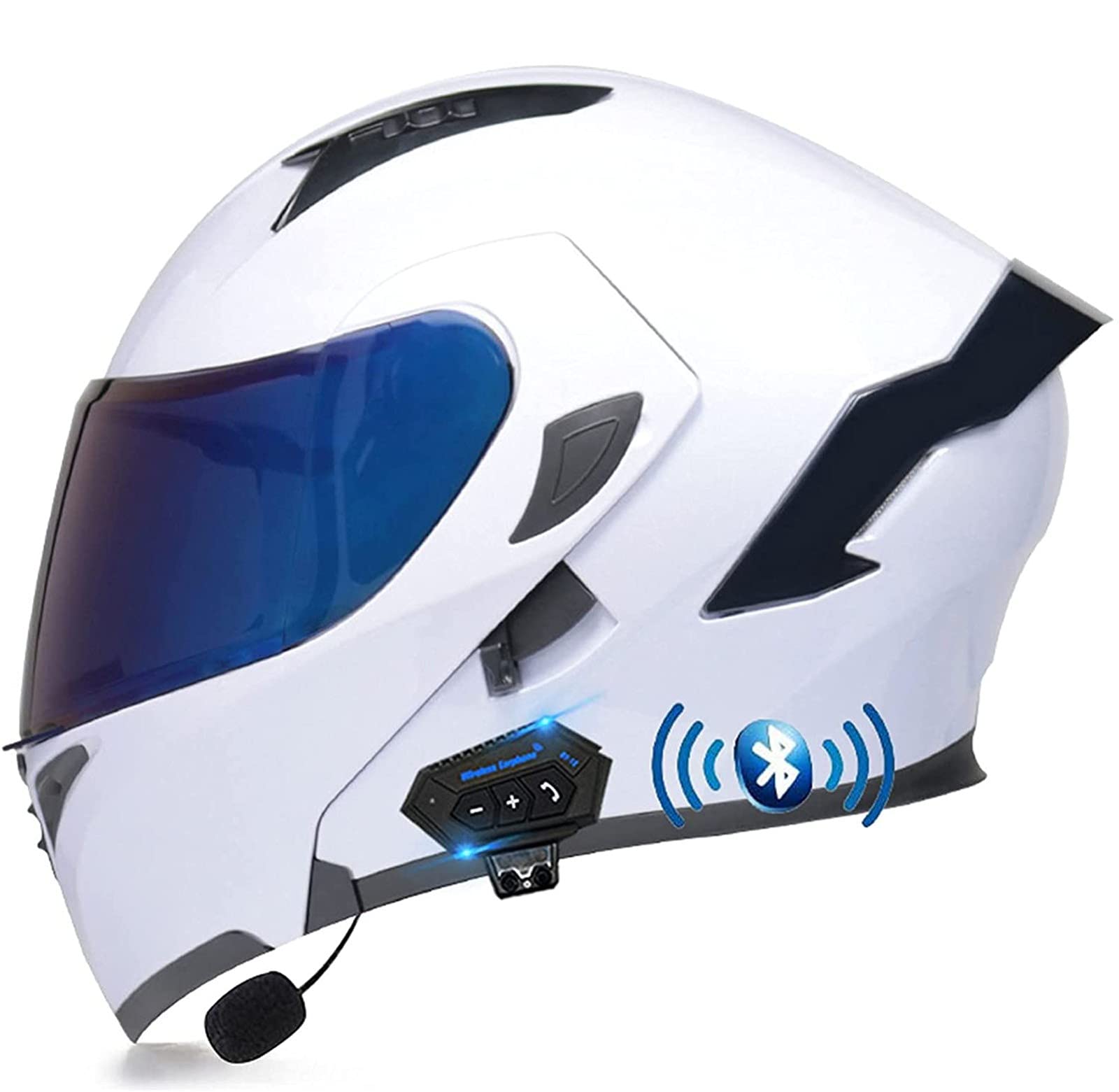 Bluetooth Motorrad Klapphelm Damen und Herren DOT/ECE Zertifiziert Motorradhelm Integralhelme Motocrosshelme mit Anti-Fog Doppelvisier Helm Motorrad mit Mikrofon für Automatische Reaktion 32,M von YMCXZDP