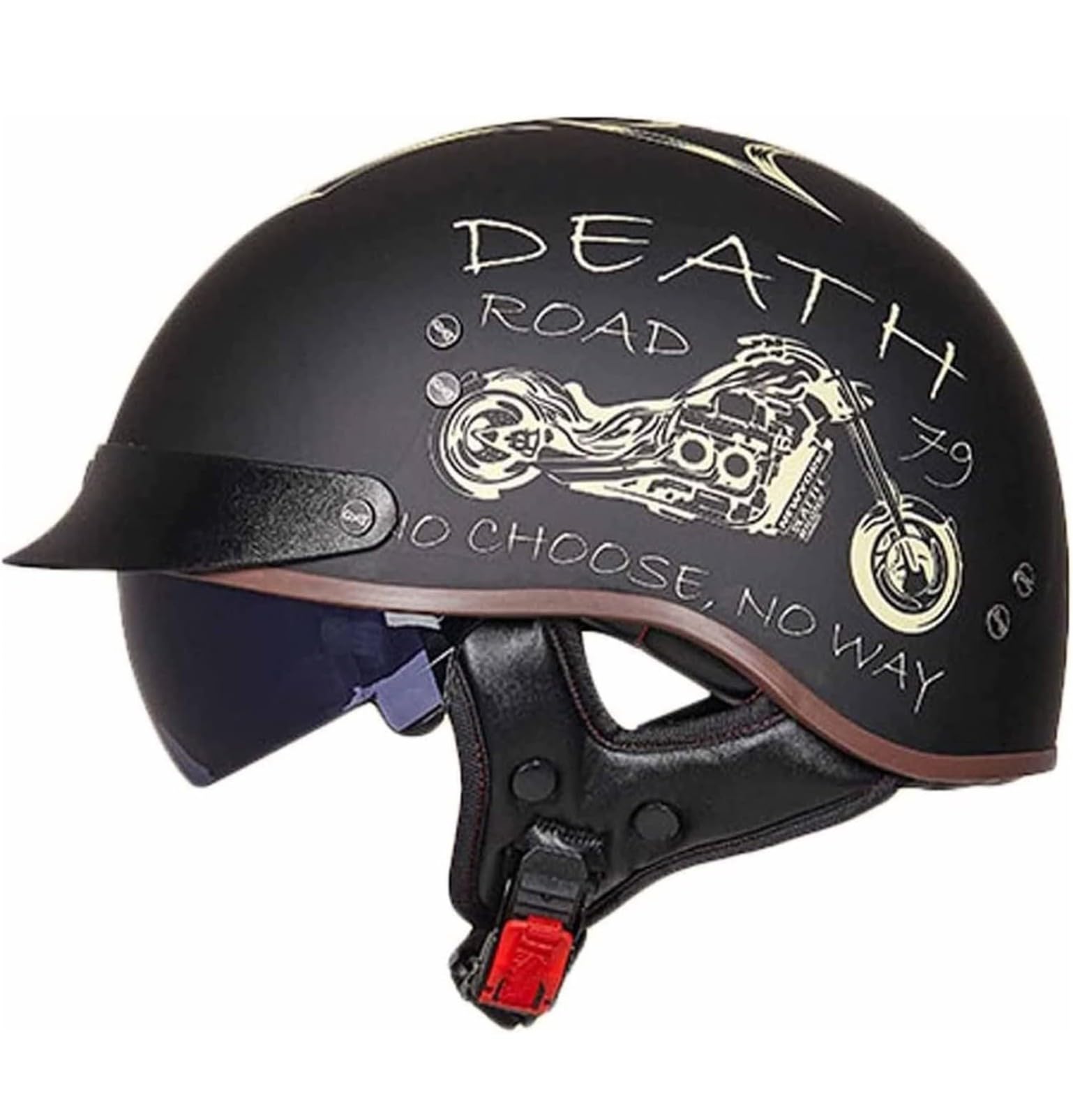 Halbhelme Motorradhelm, Halbschalenhelm Mit ECE Genehmigt Brain-Cap Halbschale Roller-Helm mit Visier Scooter-Helm Chopper Helm Moped Helm Retro für Erwachsene Herren Damen 10,XXL von YMCXZDP