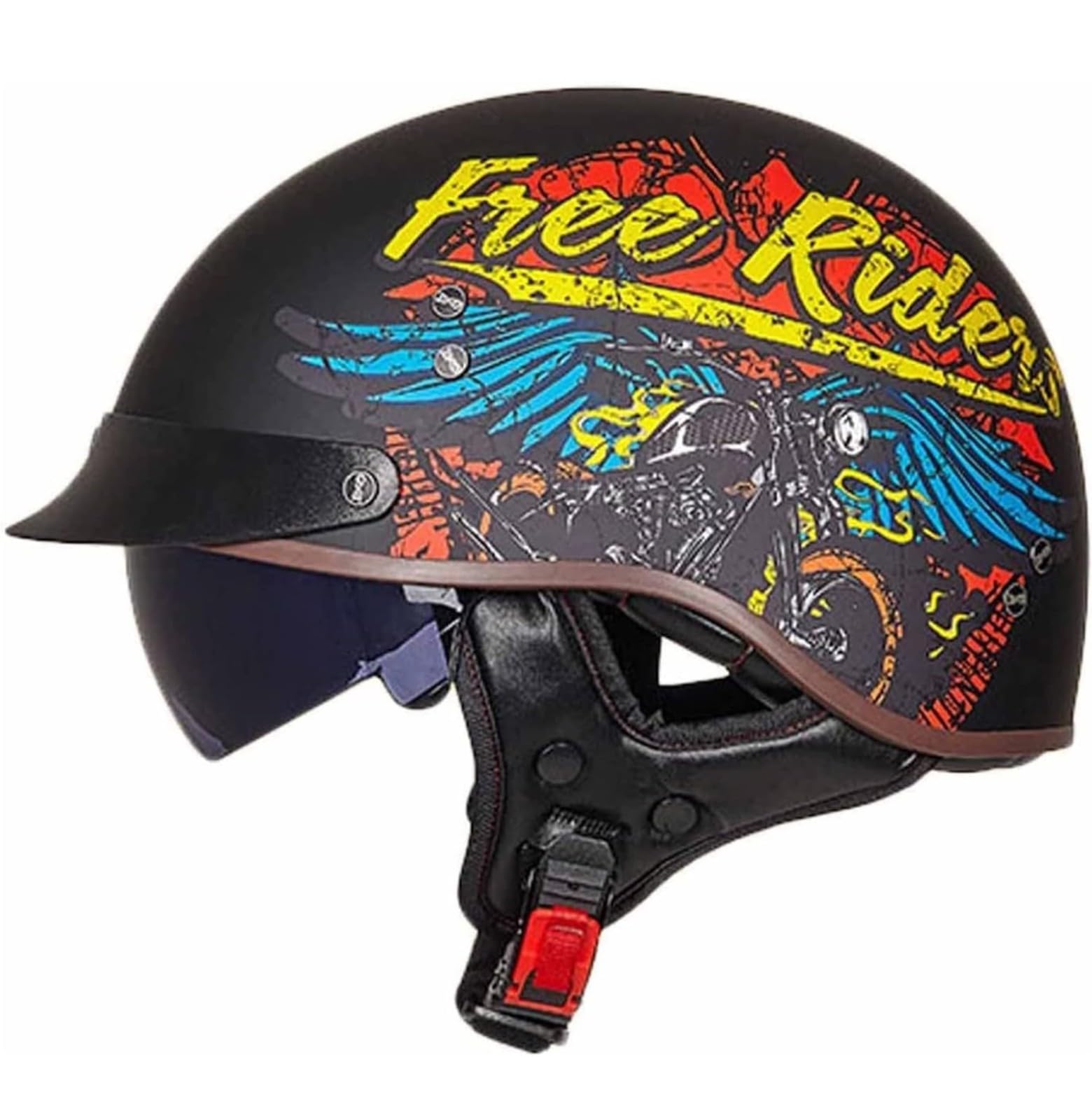 Halbhelme Motorradhelm, Halbschalenhelm Mit ECE Genehmigt Brain-Cap Halbschale Roller-Helm mit Visier Scooter-Helm Chopper Helm Moped Helm Retro für Erwachsene Herren Damen 12,M von YMCXZDP