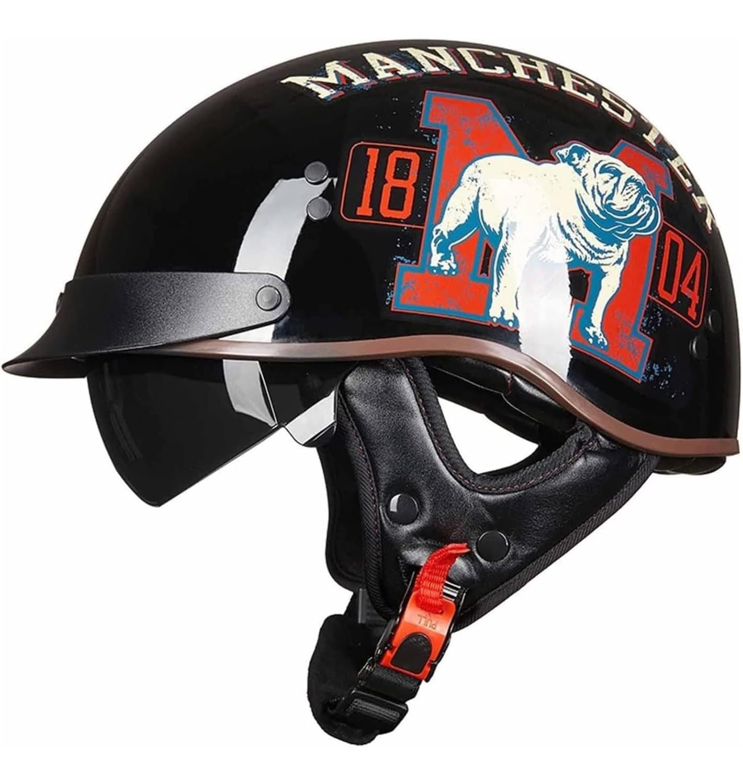 Halbhelme Motorradhelm, Halbschalenhelm Mit ECE Genehmigt Brain-Cap Halbschale Roller-Helm mit Visier Scooter-Helm Chopper Helm Moped Helm Retro für Erwachsene Herren Damen 16,XL von YMCXZDP