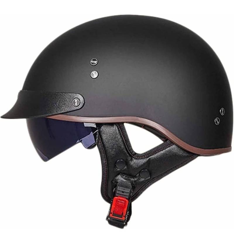 Halbhelme Motorradhelm, Halbschalenhelm Mit ECE Genehmigt Brain-Cap Halbschale Roller-Helm mit Visier Scooter-Helm Chopper Helm Moped Helm Retro für Erwachsene Herren Damen 2,XL von YMCXZDP