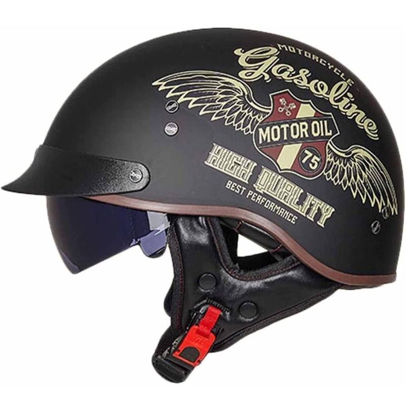 Halbhelme Motorradhelm, Halbschalenhelm Mit ECE Genehmigt Brain-Cap Halbschale Roller-Helm mit Visier Scooter-Helm Chopper Helm Moped Helm Retro für Erwachsene Herren Damen 4,XL von YMCXZDP