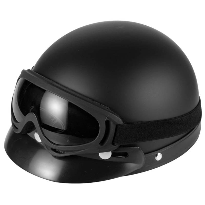 Halbhelme Motorradhelm, Retro Pu-Leder Half Helm Halbschalenhelm Moped Helm DOT/ECE Zertifizierung, Detachable Scarf Motorrad Leder Open Face Helm Mit Brille FüR Fahrradroller Skateboard 13,L=55-62cm von YMCXZDP