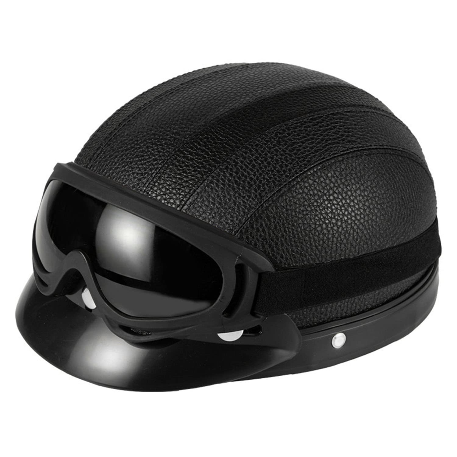 Halbhelme Motorradhelm, Retro Pu-Leder Half Helm Halbschalenhelm Moped Helm DOT/ECE Zertifizierung, Detachable Scarf Motorrad Leder Open Face Helm Mit Brille FüR Fahrradroller Skateboard 9,L=55-62cm von YMCXZDP