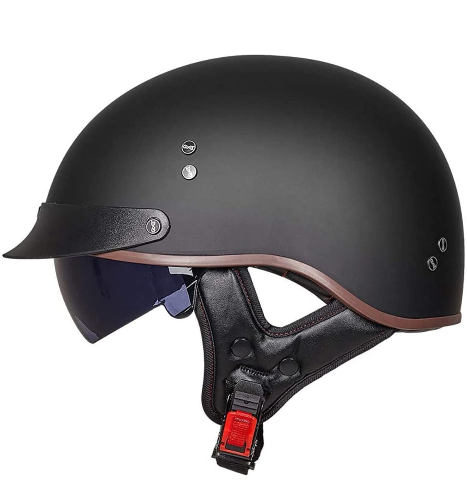 Halbschalenhelm DOT/ECE-Zertifizierter Jethelm Retro mit Visier Motorrad-Helm Brain-Cap Halbschale Retro Roller Helm Moped Halbschale Scooter-Helm Retro Half Helm ​für Cruiser Chopper 3,L von YMCXZDP