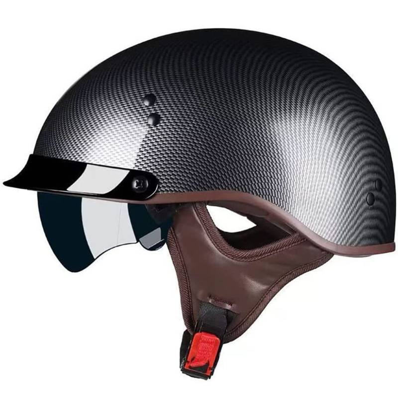 Halbschalenhelm Halbhelme Motorradhelm Mit ECE Genehmigt Brain-Cap Halbschale Roller-Helm Scooter-Helm Chopper Helm Jet-Helm Retro Helm Halbschale Retro FüR Erwachsene Herren Damen D,L von YMCXZDP