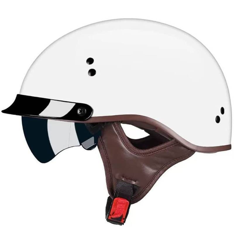 Halbschalenhelm Halbhelme Motorradhelm Mit ECE Genehmigt Brain-Cap Halbschale Roller-Helm Scooter-Helm Chopper Helm Jet-Helm Retro Helm Halbschale Retro FüR Erwachsene Herren Damen E,M von YMCXZDP