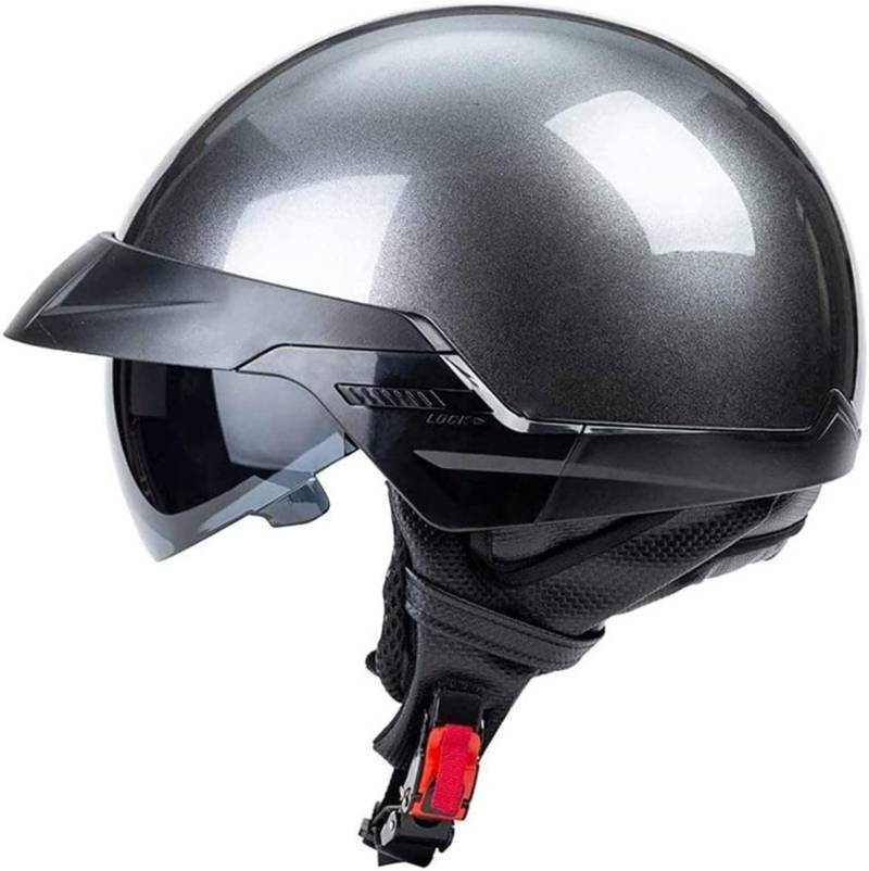 Halbschalenhelm mit ECE, Motorradhelm Jethelm Zum Halboffenen mit Sonnenblende, Scooter Motorrad Half Helm für Cruiser Chopper Biker Moped C,M von YMCXZDP