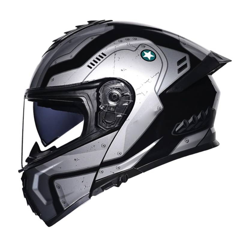 Klapphelm Flip up Motorradhelm Integralhelm Vollvisierhelm Herren Damen mit verstärktem Kinnschutz Chopper Moped Mofa Roller Modular Helm Motorrad mit ECE DOT Zertifizierungl 5,L von YMCXZDP