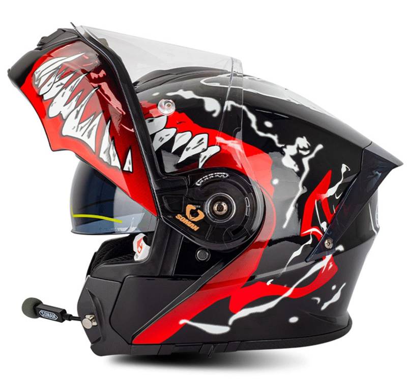 Klapphelm Motorradhelm Bluetooth Integralhelm DOT/ECE Zertifiziert Modularer Helm Fullface Helm Mit Eingebautem Mikrofon FüR Automatische Reaktion FüR Erwachsene Unisex 1,M von YMCXZDP