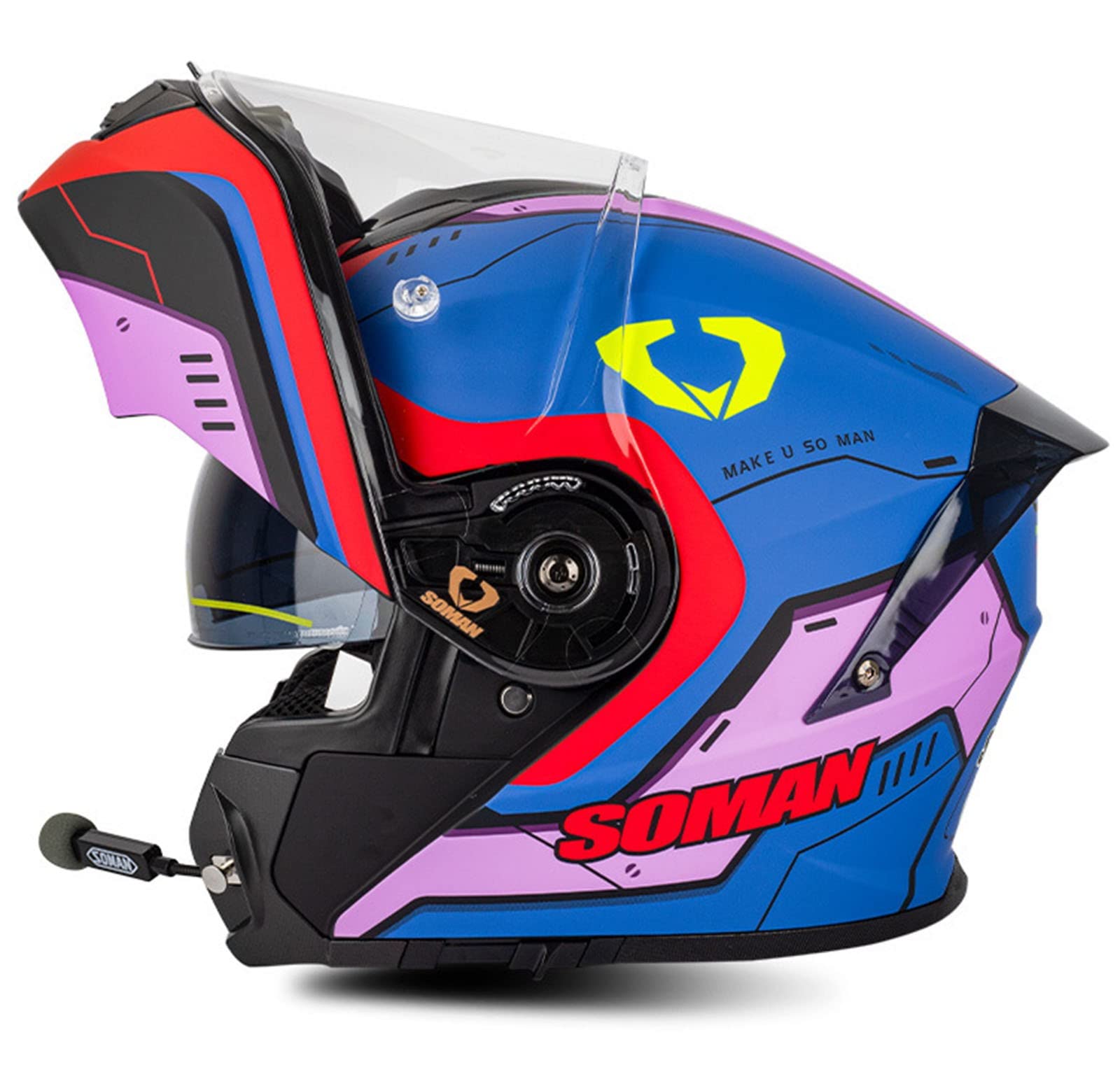 Klapphelm Motorradhelm Bluetooth Integralhelm DOT/ECE Zertifiziert Modularer Helm Fullface Helm Mit Eingebautem Mikrofon FüR Automatische Reaktion FüR Erwachsene Unisex 2,M von YMCXZDP