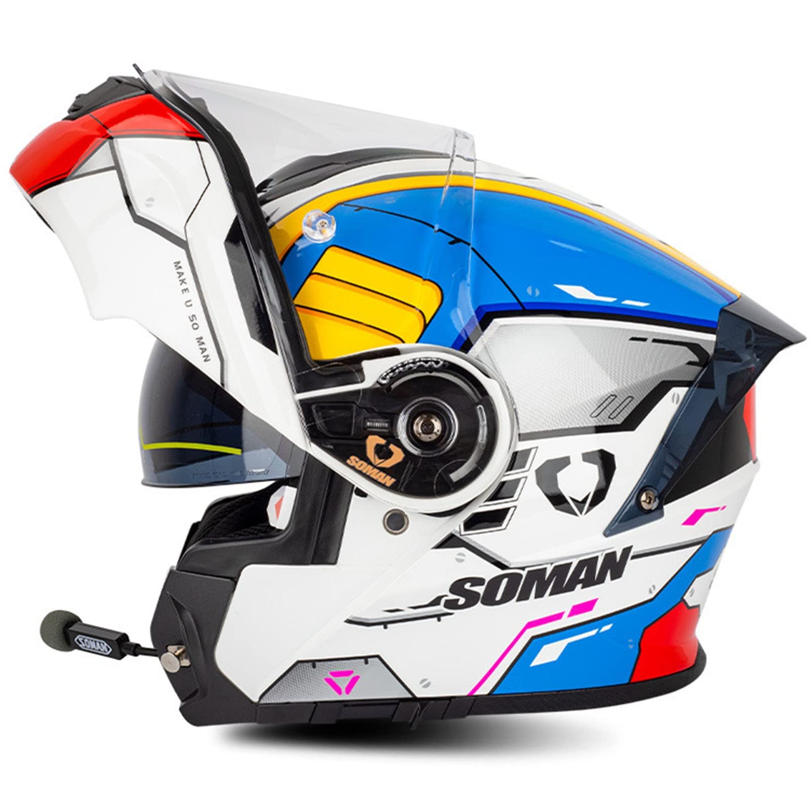 Klapphelm Motorradhelm Bluetooth Integralhelm DOT/ECE Zertifiziert Modularer Helm Fullface Helm Mit Eingebautem Mikrofon FüR Automatische Reaktion FüR Erwachsene Unisex 3,M von YMCXZDP