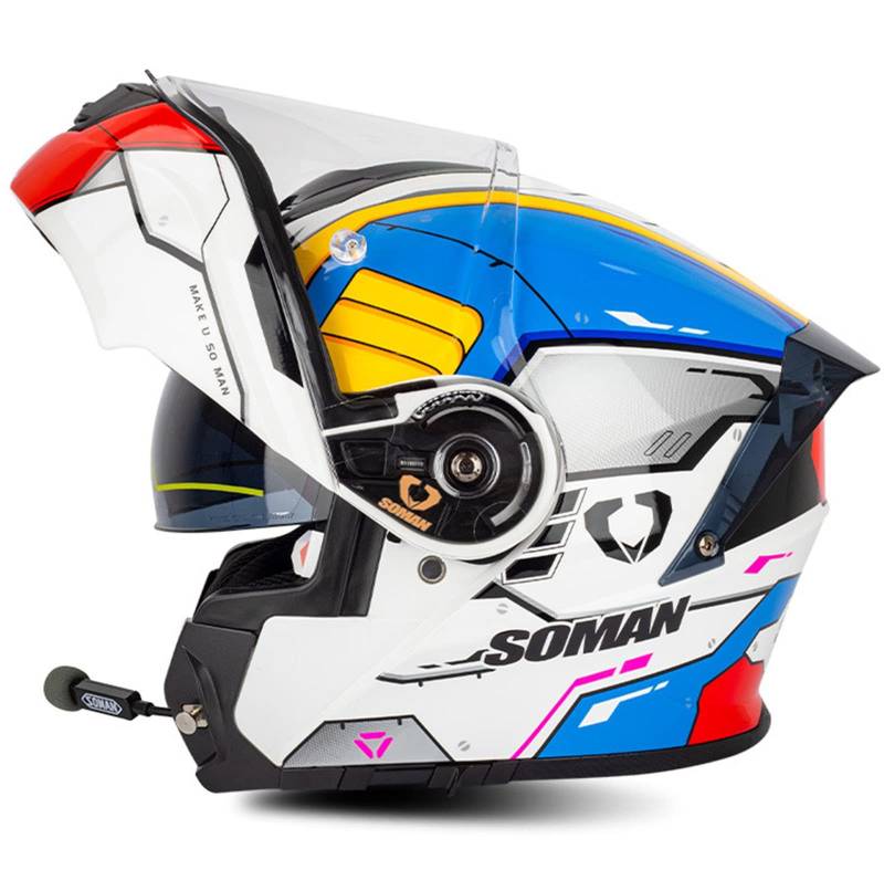 Klapphelm Motorradhelm Bluetooth Integralhelm DOT/ECE Zertifiziert Modularer Helm Fullface Helm Mit Eingebautem Mikrofon FüR Automatische Reaktion FüR Erwachsene Unisex 3,XL von YMCXZDP