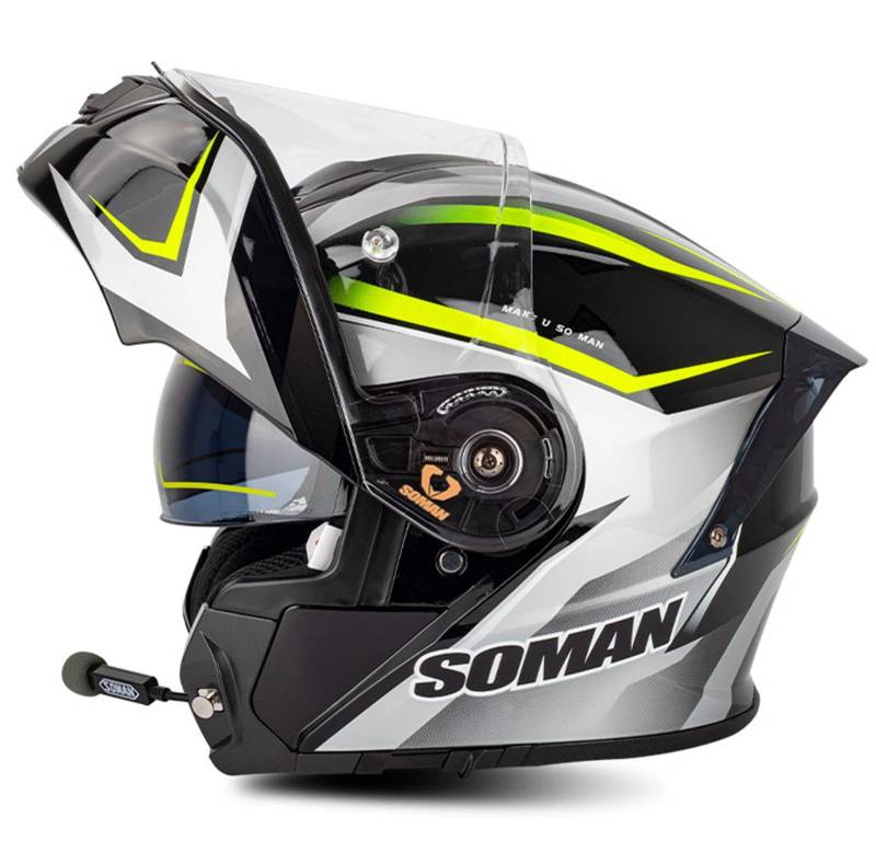 Klapphelm Motorradhelm Bluetooth Integralhelm DOT/ECE Zertifiziert Modularer Helm Fullface Helm Mit Eingebautem Mikrofon FüR Automatische Reaktion FüR Erwachsene Unisex 4,L von YMCXZDP