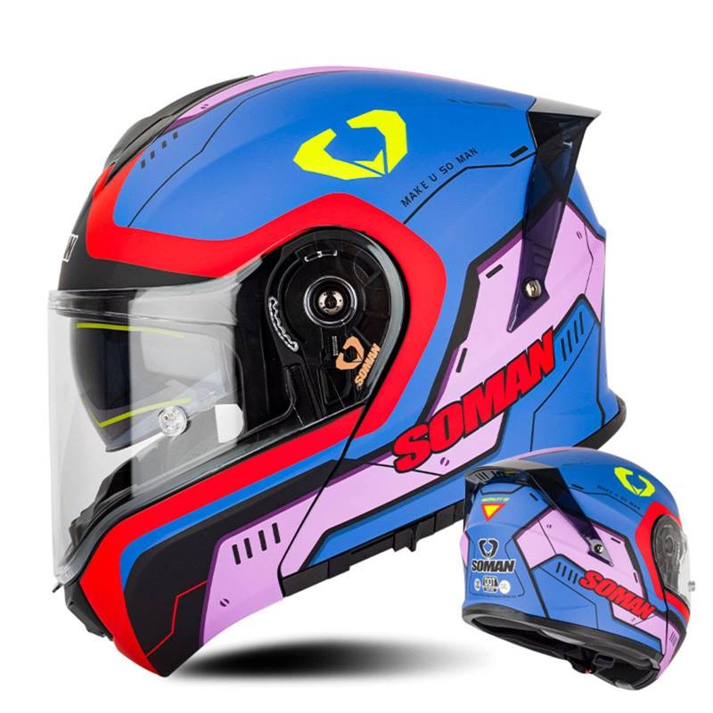 Klapphelm Motorradhelm Integralhelm Mit Doppelvisier DOT/ECE Genehmigt Motorrad Full Face Helm Vollvisierhelm Atmungsaktiv Und Komfortabel, Für Erwachsene, Frauen Und Männer 2,XL von YMCXZDP