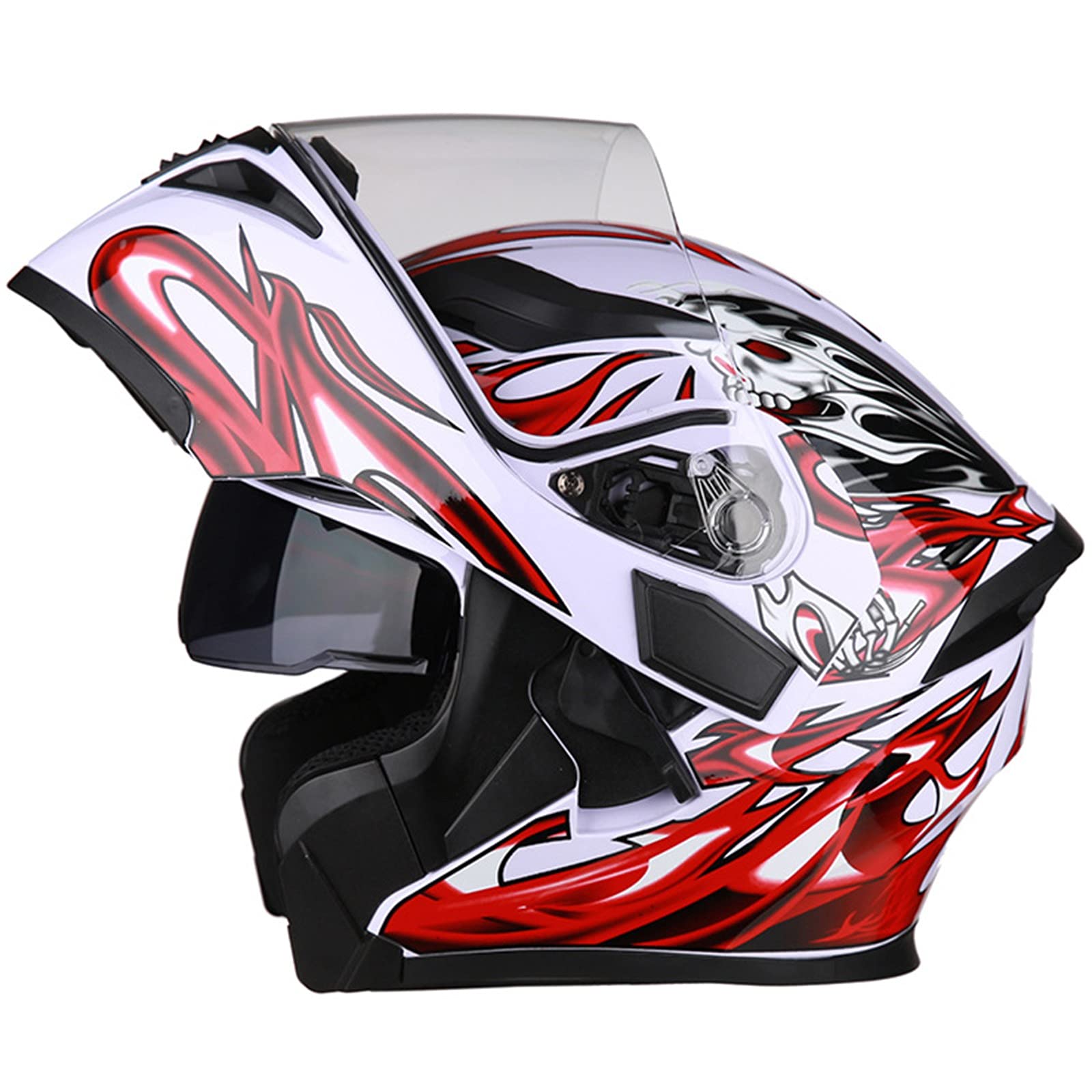 Klapphelm Motorradhelm Modularer Motorradhelm Integralhelm mit Anti-Fog-Doppelspiegel DOT/ECE Genehmig Motorrad Full Face Helm Rollerhelm Anti-Fog-Doppelspiegel Sturzhelm Unisex C,L von YMCXZDP