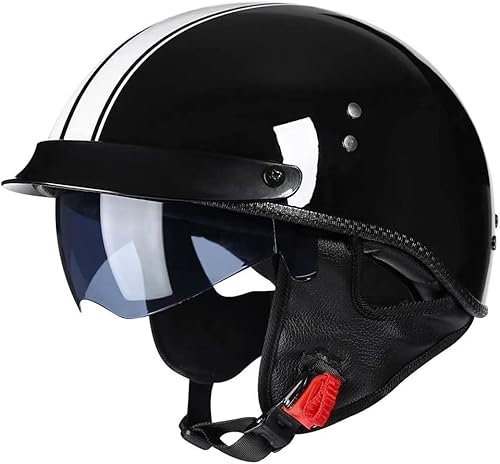 Motorrad Halbhelme mit ECE Halbschalenhelm Jethelm Retro, Chopper Helm,Motorrad Helm, Scooter-Helm, Offenem Helm, Brain-Cap,mit Sonnenblende FüR Cruiser, Skateboard,Moped Helm B,M von YMCXZDP