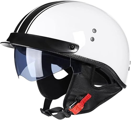 Motorrad Halbhelme mit ECE Halbschalenhelm Jethelm Retro, Chopper Helm,Motorrad Helm, Scooter-Helm, Offenem Helm, Brain-Cap,mit Sonnenblende FüR Cruiser, Skateboard,Moped Helm C,XL von YMCXZDP