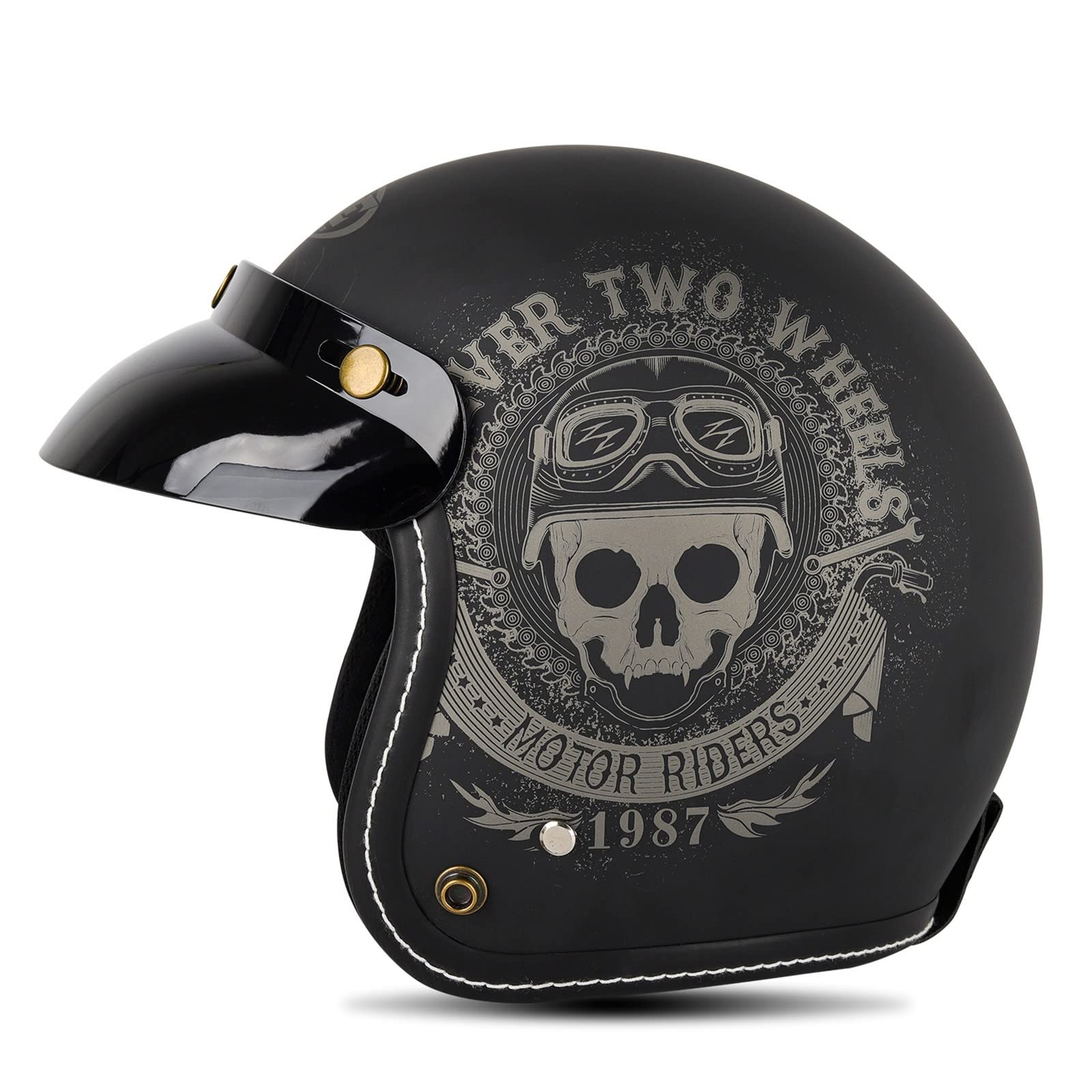 Motorrad Jet-Helm Roller-Helm ECE/DOT-Zertifizierung Scooter-Helm Mofa-Helm Retro Motorrad Half Helm für Cruiser Chopper Biker 5,XL von YMCXZDP