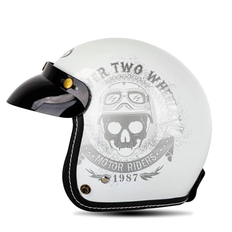 Motorrad Jet-Helm Roller-Helm ECE/DOT-Zertifizierung Scooter-Helm Mofa-Helm Retro Motorrad Half Helm für Cruiser Chopper Biker 7,M von YMCXZDP