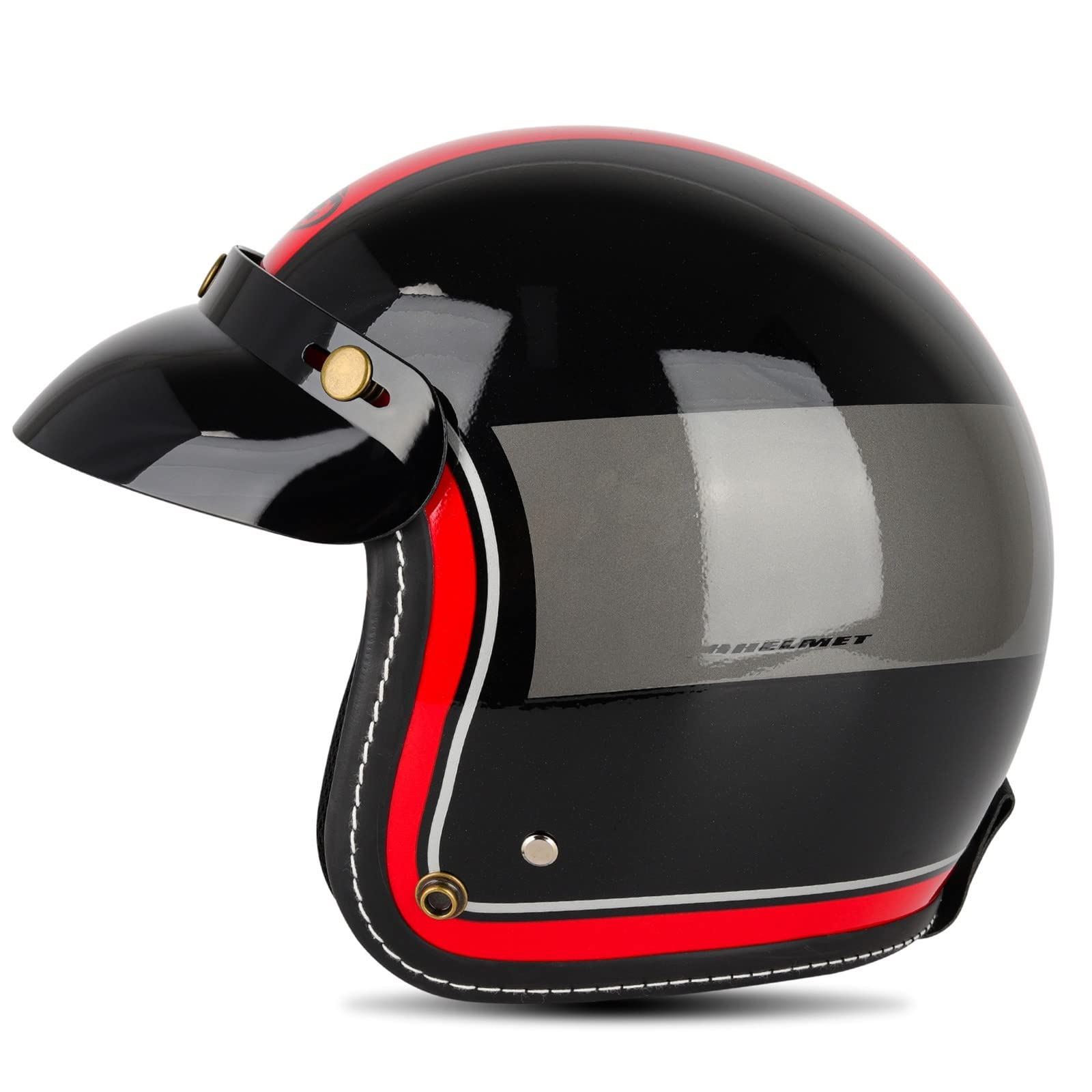 Motorrad Jet-Helm Roller-Helm ECE/DOT-Zertifizierung Scooter-Helm Mofa-Helm Retro Motorrad Half Helm für Cruiser Chopper Biker 9,M von YMCXZDP