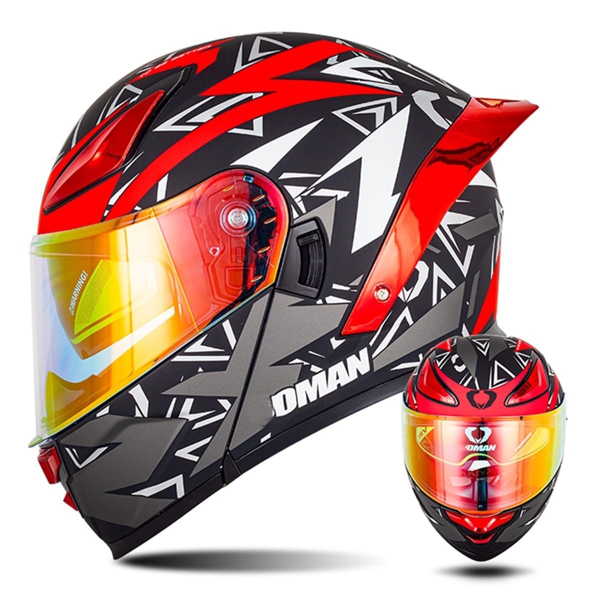 Motorradhelm Klapphelm Integralhelm Fullface Helm Rollerhelm Moped Motocross Sturzhelm mit Doppelvisier Sonnenblende ECEDOT für Damen Herren Erwachsene 11,L=59~60cm von YMCXZDP