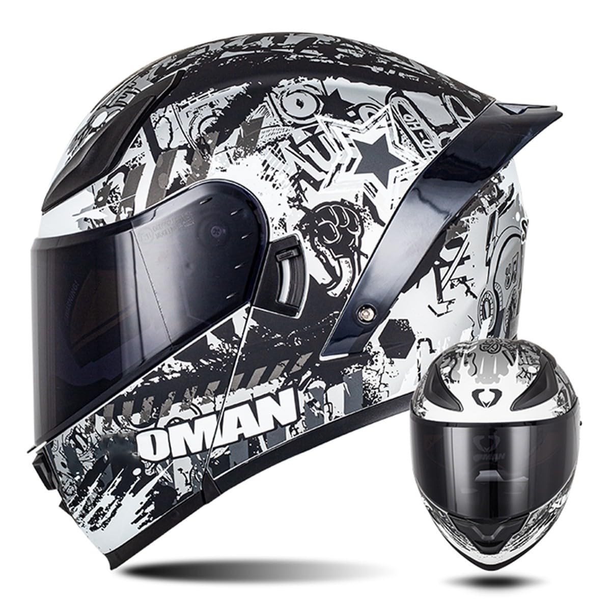 Motorradhelm Klapphelm Integralhelm Fullface Helm Rollerhelm Moped Motocross Sturzhelm mit Doppelvisier Sonnenblende ECEDOT für Damen Herren Erwachsene 14,L=59~60cm von YMCXZDP