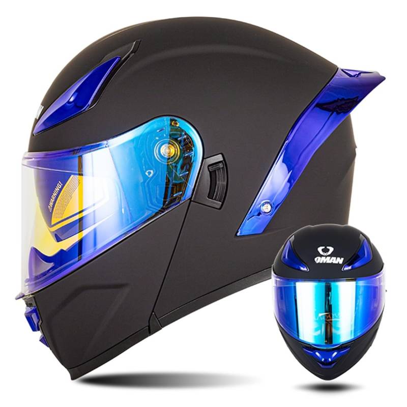 Motorradhelm Klapphelm Integralhelm Fullface Helm Rollerhelm Moped Motocross Sturzhelm mit Doppelvisier Sonnenblende ECEDOT für Damen Herren Erwachsene 4,XL=61~62cm von YMCXZDP