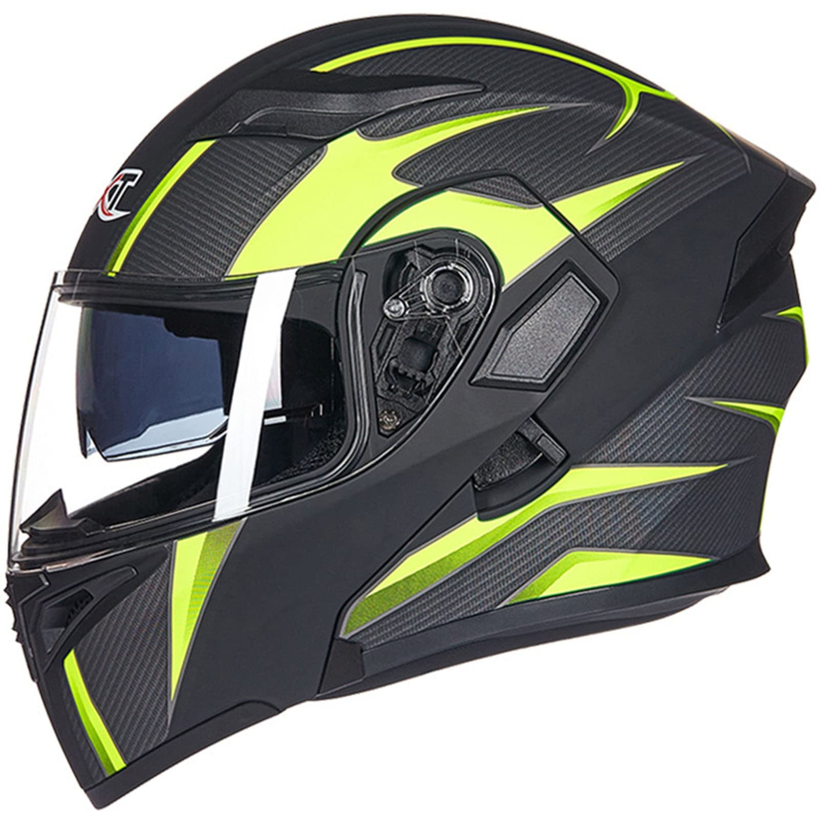 Motorradhelm Klapphelm Integralhelm Integrierter DOT/ECE Genehmigt Motorrad Full Face Helm Rollerhelm mit Anti-Fog-Doppelspiegel Sturzhelm für Mann und Frauen F,XXL von YMCXZDP