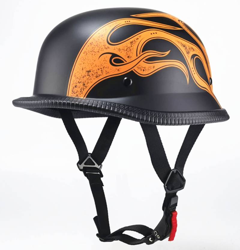 Motorradhelm Motorrad Half Helm Bike Helm Roller Scooter Helm Mofa-Helm Chopper Retro Cruiser Straßenreiten Halbschalenhelm ECE/DOT Zertifiziert für Herren und Damen C,L von YMCXZDP