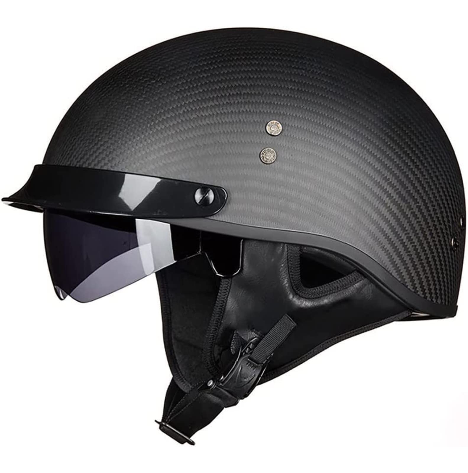 Retro Carbon Fiber Shell Motorradhalbhelm Jethelm Für Motorräder DOT/ECE-Zertifizierter Roller-Helm Scooter-Helm Moped Mofa-Helm Chopper Vintage Rollerhelm Sturzhelm Chopper Helm 2,XXL von YMCXZDP