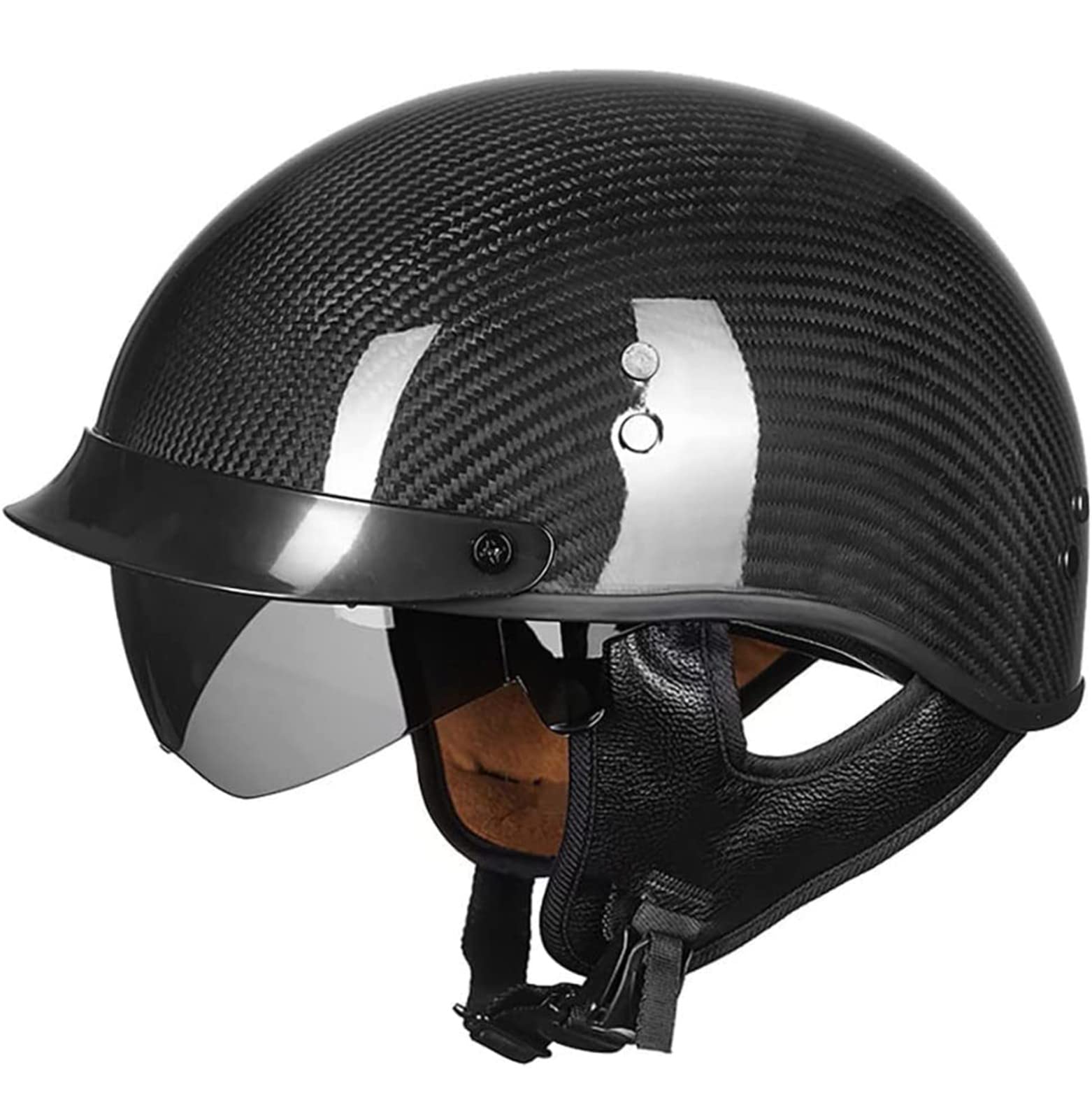 Retro Carbon Fiber Shell Motorradhalbhelm Jethelm Für Motorräder DOT/ECE-Zertifizierter Roller-Helm Scooter-Helm Moped Mofa-Helm Chopper Vintage Rollerhelm Sturzhelm Chopper Helm 3,L von YMCXZDP