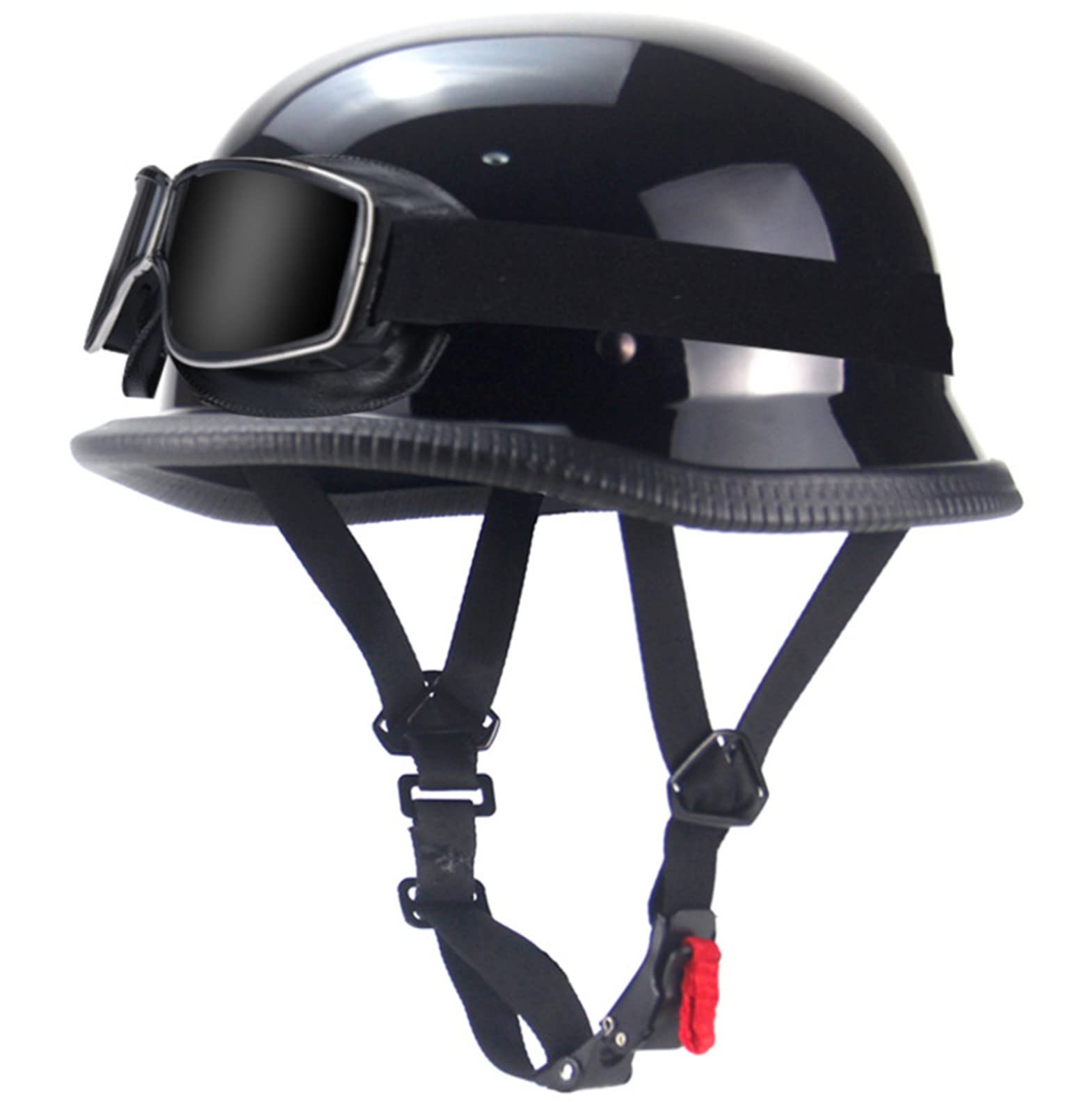 Retro Halbschalenhelm Jethelm DOT/ECE Zertifiziert Scooter-Helm für Four Seasons Antikollisions-Schutzhelm Mit Schutzbrille für Cruiser Chopper Biker Moped D,M von YMCXZDP