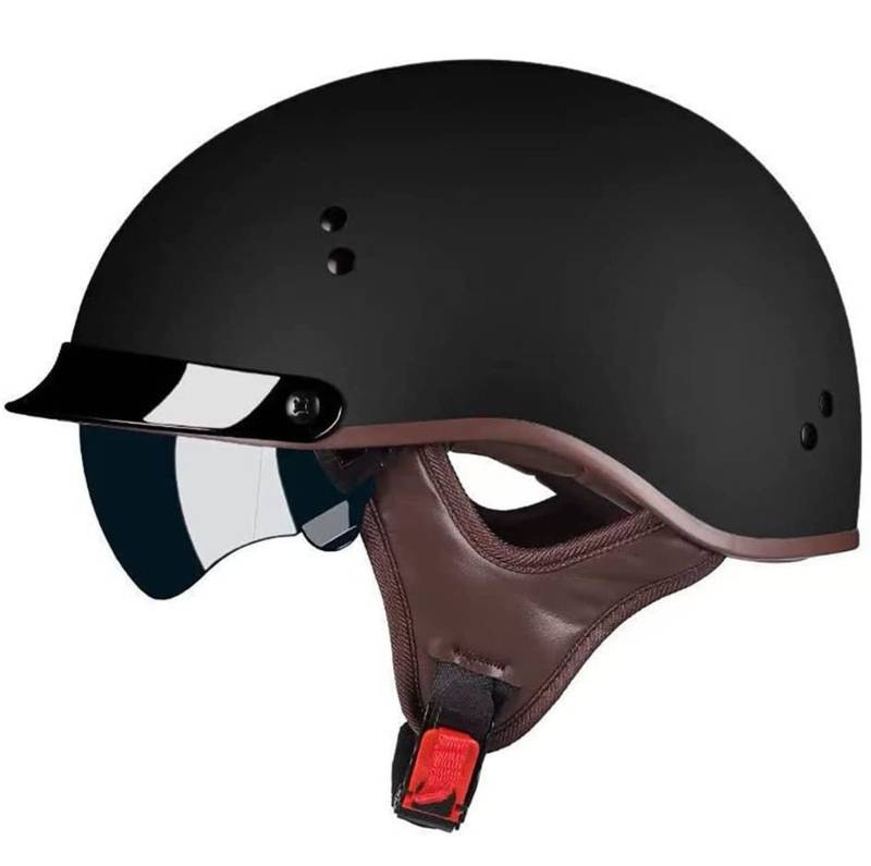 Retro Halbschalenhelm mit ECE-Zertifizierung Motorradhelm Cruiser Chopper Scooter Offener Helm Herren Damen Jethelm Retro Halbschalenhelm Mopedhelm A,L von YMCXZDP