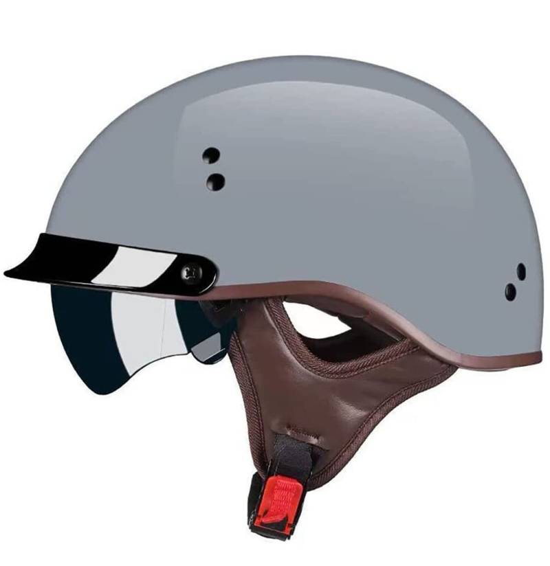 Retro Halbschalenhelm mit ECE-Zertifizierung Motorradhelm Cruiser Chopper Scooter Offener Helm Herren Damen Jethelm Retro Halbschalenhelm Mopedhelm D,XL von YMCXZDP