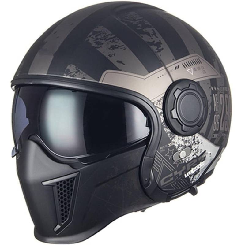 Retro Motorrad 3/4 Halbhelm Moped Pilot Helm Jethelme Roller Integralhelme Cruiser Chopper ECE/DOT Approved für Erwachsene Damen Herren 8,M von YMCXZDP