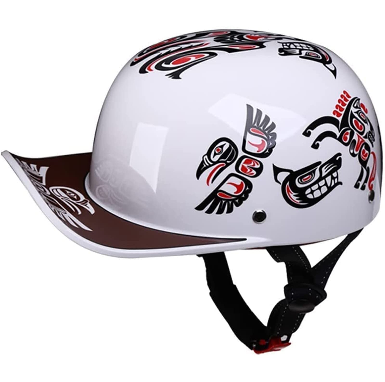 Retro Motorrad Halbhelme Baseball Kappe Vintage-Schädelkappenhelm Offener Motorradhelm für Männer und Frauen DOT/ECE-zertifizierte Moped-Sturzhelme Roller Cruiser Fahrrad Straßenreiten D,XL von YMCXZDP