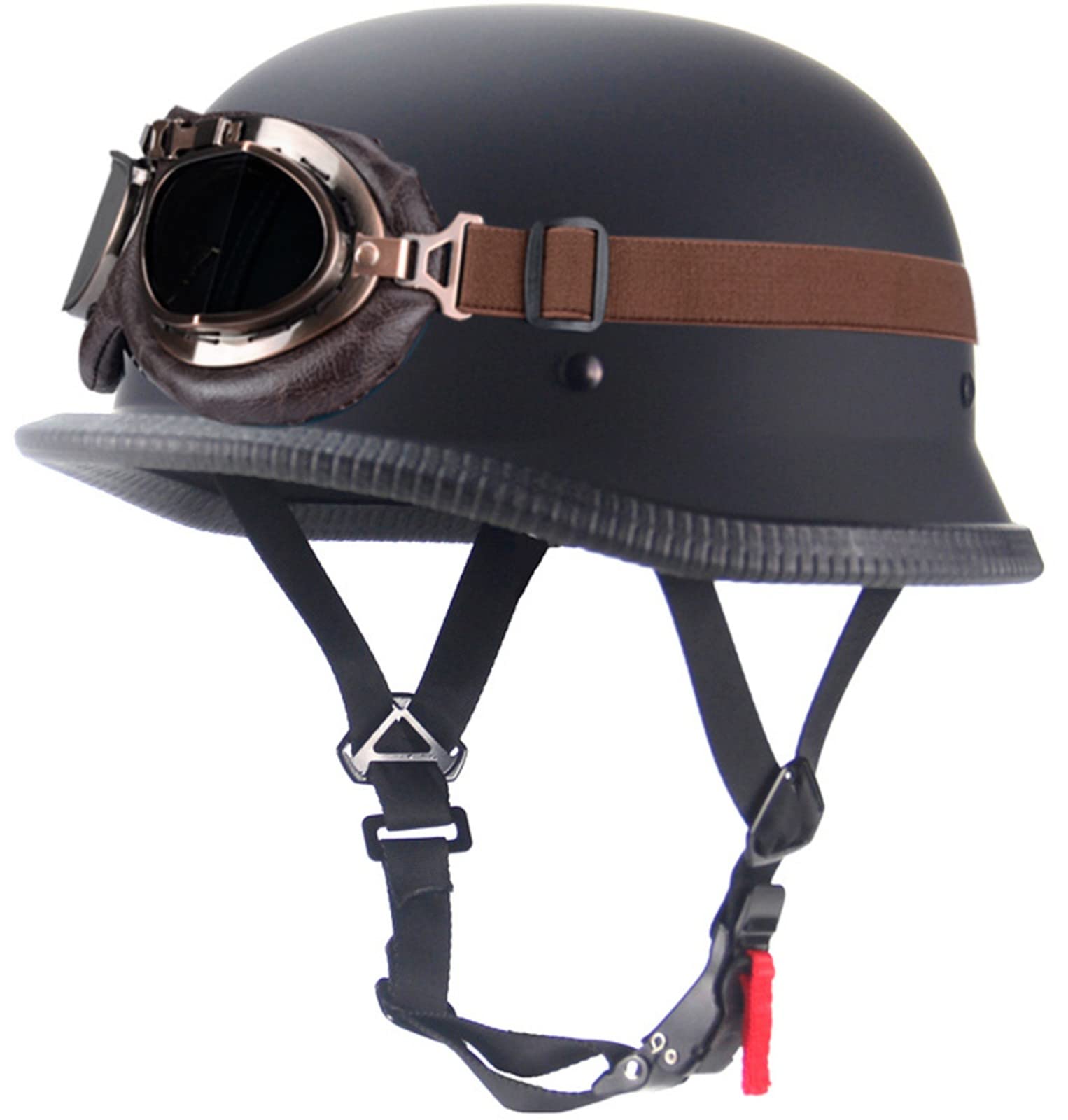 Retro Motorrad Halbhelme Deutscher Stil Roller Cruiser Chopper Anti-Collision Helm Abnehmbarer Gehörschutz mit Visier ECE Zertifiziert Roller-Helm Scooter Mofa-Helm C,L von YMCXZDP